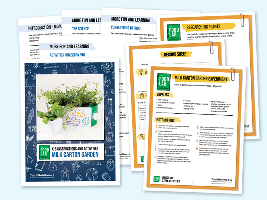 Milk Carton Garden - Food lab program - Instructions and activities K-6 - STEM 
