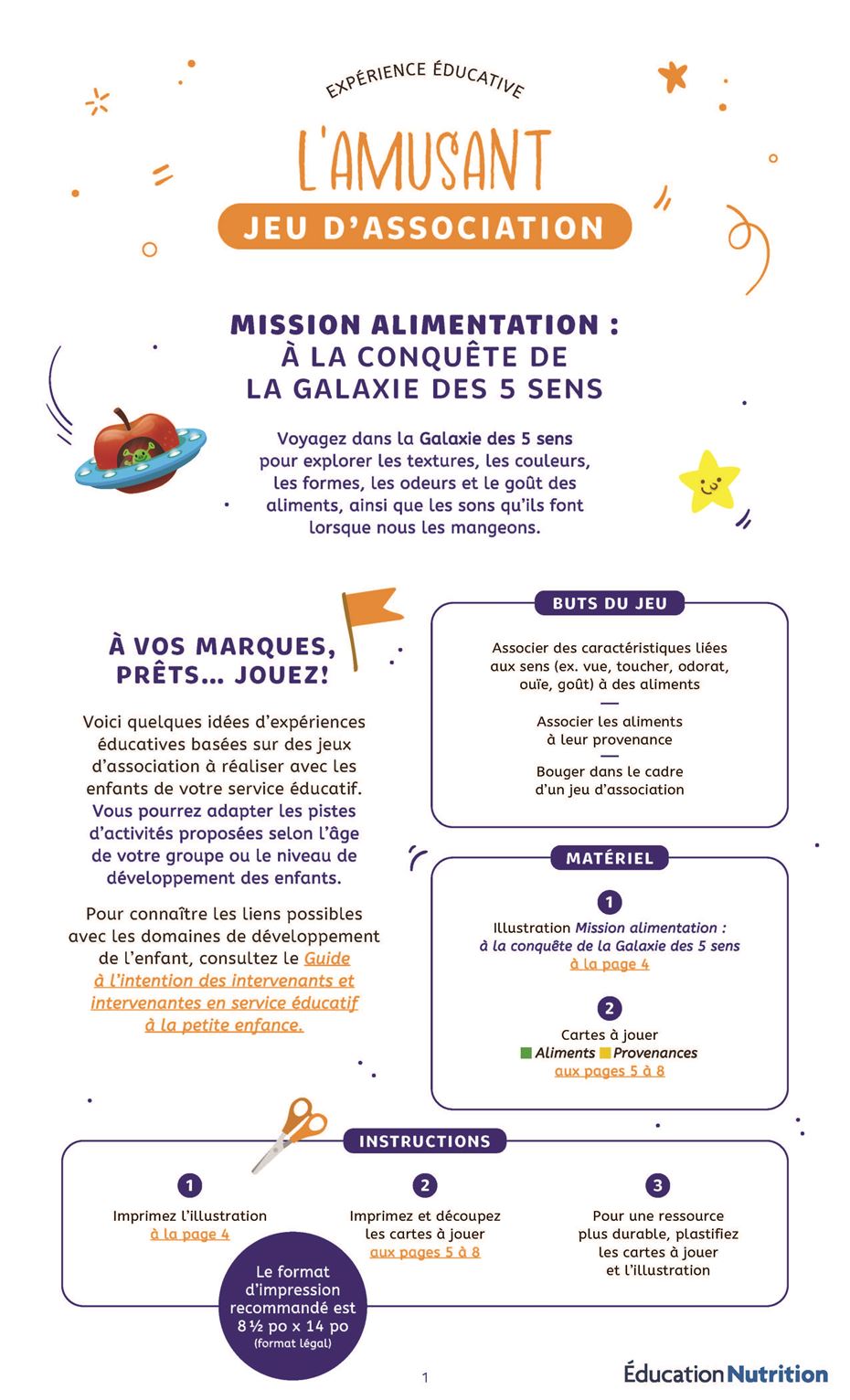 Page From Jeux Association Mission Alimentation - image of a spaceship FR