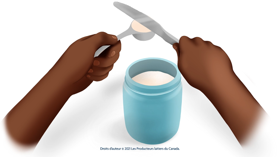 Animation on measuring an ingredient in a tablespoon