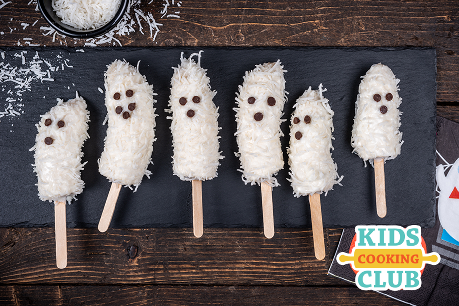 ghost pops made with bananas and coconut