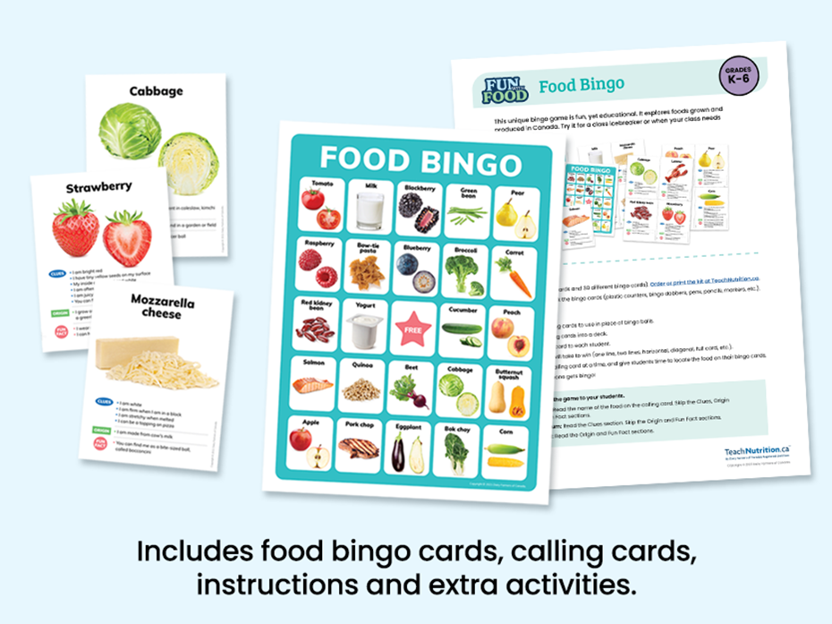 bingo card, calling cards and activity sheet for bingo