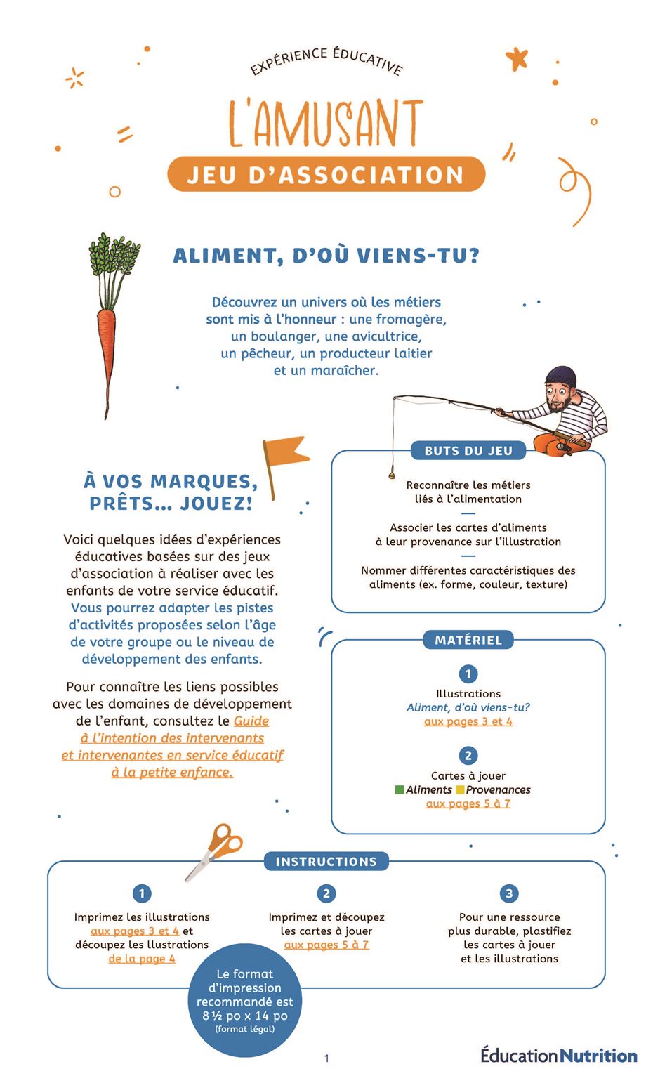Pages From Jeux D'association Aliment, D'où Viens Tu - image of a carrot and fisherman - FR