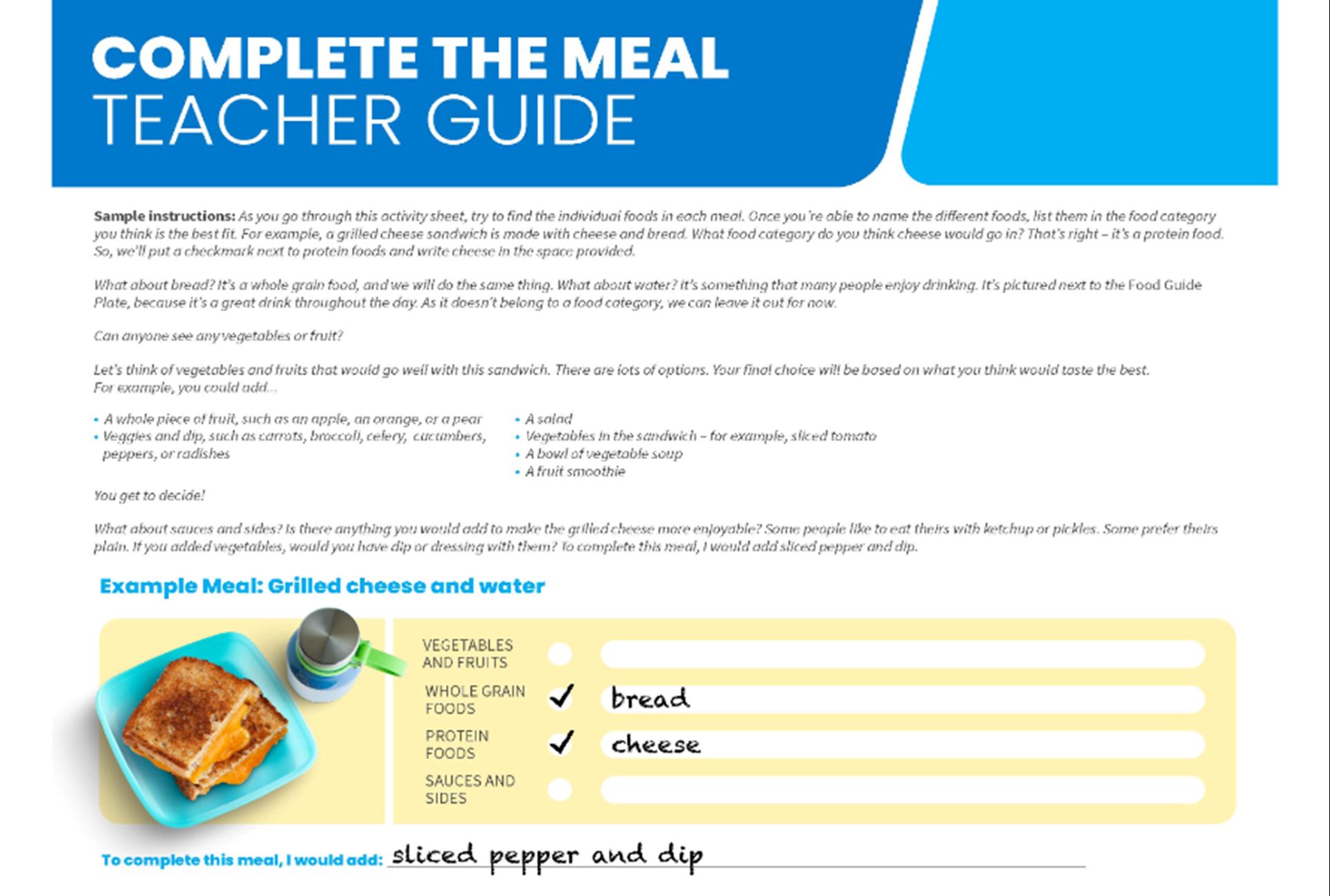 Complete the Meal Activity