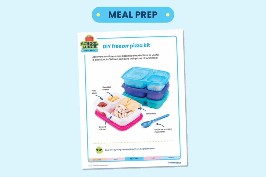  School lunch meal prep DIY freezer pizza kit