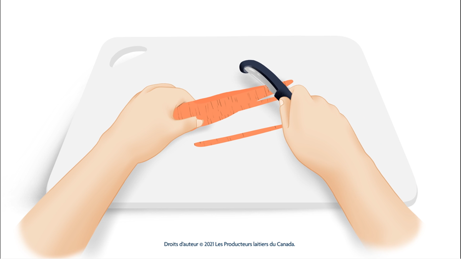 Animation on how to peel a carrot