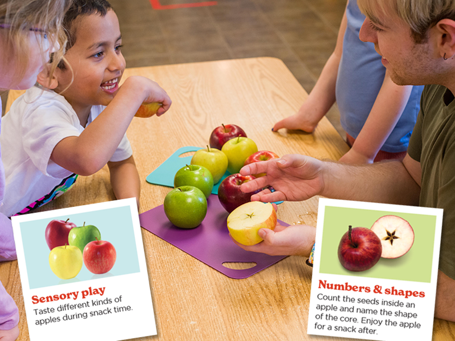 Fun with food sheets - activity card - kids learning about apples 