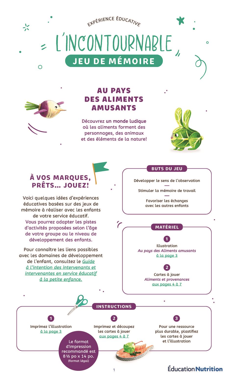 Pages From Jeu De Mémoire Au Pays Des Aliments Amusants 0 - images of a radish and lettuce shaped as animals FR