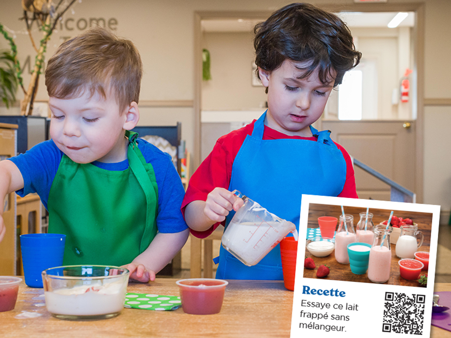 LES ALIMENTS C’EST AMUSANT! carte d'activité - enfants prépare une recette de lait frapé 